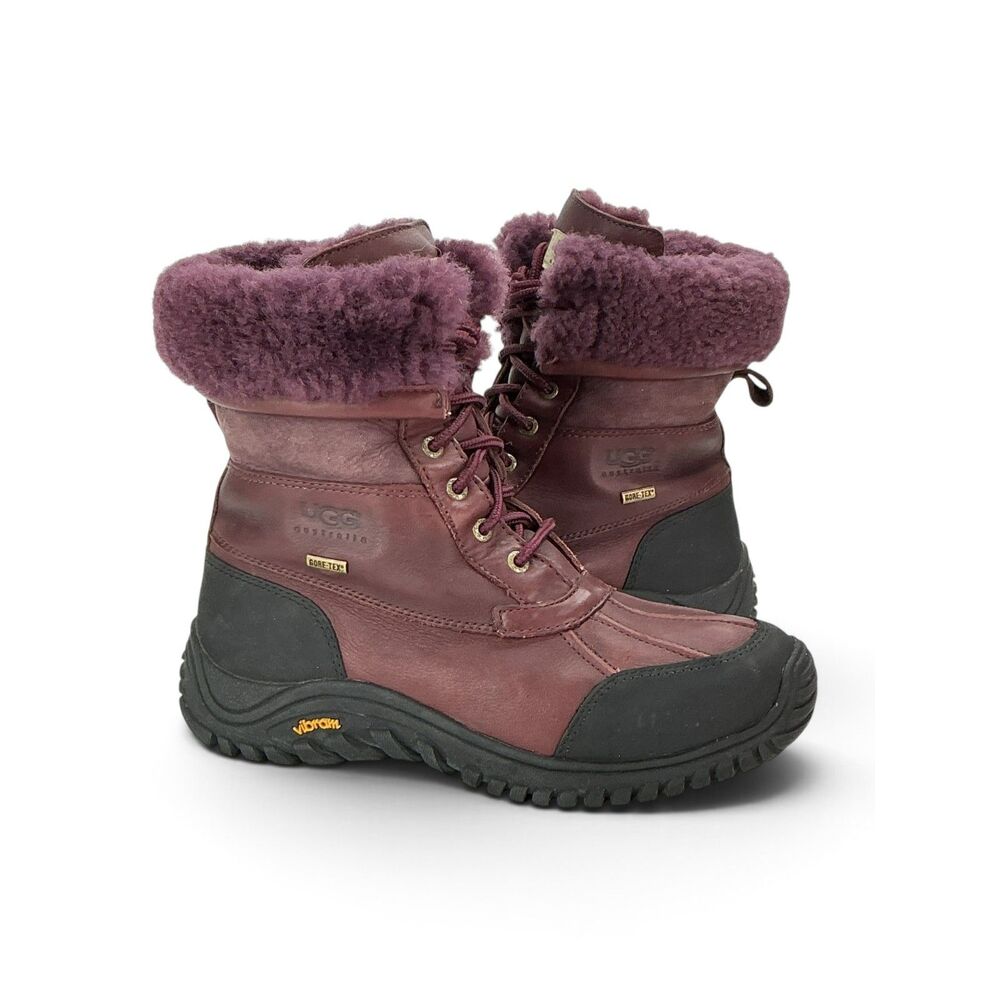 UGG Adirondack Boot II Burgundy Waterproof Leather Shearling Snow Boots Womens 9